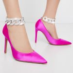 ALEXANDRE VAUTHIER - Różowe szpilki Elsa z kryształowym łańcuchem kolor Różowy / Fioletowy