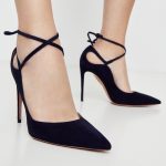 AQUAZZURA - Granatowe zamszowe szpilki Aria kolor Niebieski / Granatowy