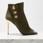 BALMAIN - Zielone botki na szpilce kolor Zielony