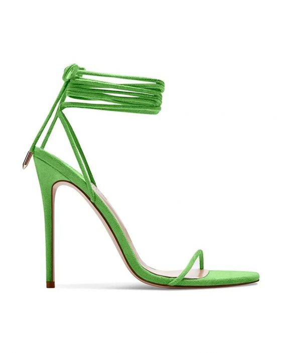 FEMME Los Angeles - Limonkowe Sandały na szpice Barely kolor Zielony
