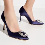 MANOLO BLAHNIK - Granatowe szpilki Hangisi 9 cm kolor Niebieski / Granatowy