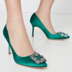 MANOLO BLAHNIK - Zielone szpilki Hangisi 9 cm kolor Zielony