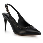 Szpilki skórzane bez pięty z nitami kolor czarny