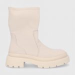 Answear Lab Botki damskie kolor beżowy na płaskim obcasie kolor beżowy