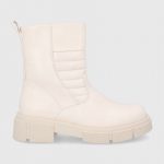 Answear Lab Botki damskie kolor beżowy na płaskim obcasie lekko ocieplone kolor beżowy