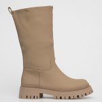 Answear Lab Botki damskie kolor beżowy na płaskim obcasie lekko ocieplone kolor beżowy