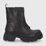 Answear Lab Botki damskie kolor brązowy na platformie lekko ocieplone kolor brązowy