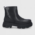Answear Lab Botki damskie kolor czarny na płaskim obcasie lekko ocieplone kolor czarny