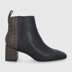 Calvin Klein Botki damskie kolor czarny na słupku kolor czarny