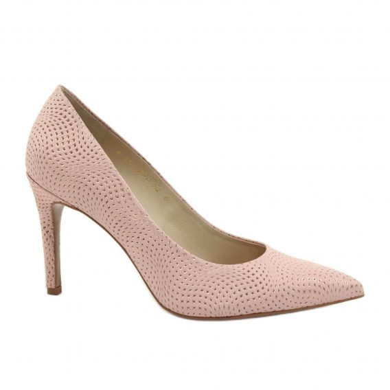 Czółenka buty damskie skórzane Anis 4716 różowe kolor Różowe.