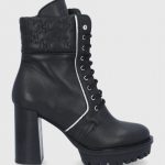 Karl Lagerfeld Botki skórzane Voyage IV damskie kolor czarny na słupku kolor czarny