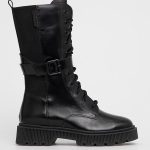 Kurt Geiger London Botki skórzane damskie kolor czarny na platformie kolor czarny