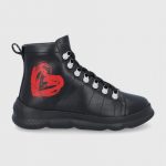 Love Moschino Botki skórzane damskie kolor czarny na platformie kolor czarny