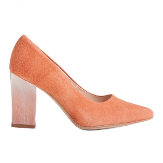Marco Shoes Czółenka 320P z zamszu naturalnego - morela pomarańczowe kolor Pomarańczowe.