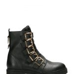 Mexx Botki skórzane Dido damskie kolor czarny na płaskim obcasie kolor czarny