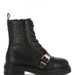 Mexx Botki skórzane Hyacinthe damskie kolor czarny na płaskim obcasie kolor czarny