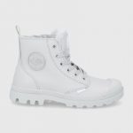 Palladium Botki skórzane PAMPA HI ZIP LTH S damskie kolor szary na płaskim obcasie ocieplone kolor szary