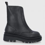 Pepe Jeans Botki Enfield Zip 999 damskie kolor czarny na platformie kolor czarny