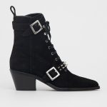 Pinko Botki zamszowe Canapi damskie kolor czarny na słupku kolor czarny