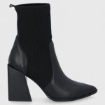 Steve Madden Botki damskie kolor czarny na słupku kolor czarny