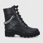 Steve Madden Botki skórzane Gandaria damskie kolor czarny na słupku lekko ocieplone kolor czarny