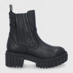 Steve Madden Botki skórzane damskie kolor czarny na platformie kolor czarny