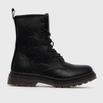 Truffle Collection Botki damskie kolor czarny na płaskim obcasie ocieplone kolor czarny