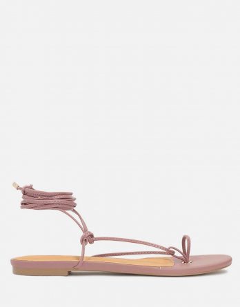 Lekkie skórzane sandały damskie w kolorze liliowym