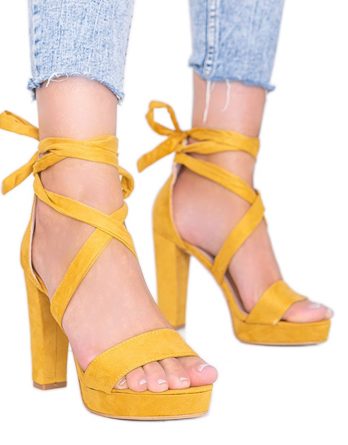 Musztardowe sandały wiązane Ginny żółte