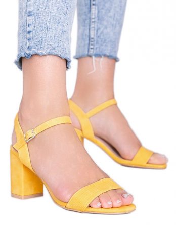Żółte sandały na słupku Lauren