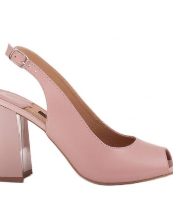 Marco Shoes Sandały damskie na wysokim obcasie różowe