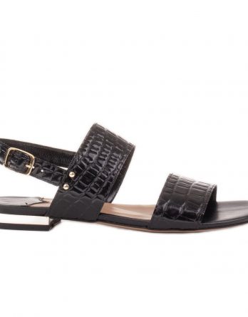 Marco Shoes Płaskie sandały ze skóry naturalnej i metalicznym obcasem czarne