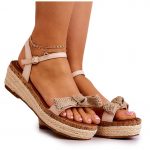 FW1 Zamszowe Sandały Espadryle Z Kokardą Beżowe Torrance beżowy