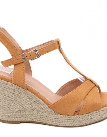 Sandały Espadryle na koturnie Basam Camel brązowe