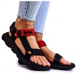 Damskie Sportowe Sandały Lee Cooper LCW-22-34-0954L Czarno-Czerwone czarne