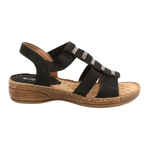 Komfortowe Czarne Sandały EVEnto 22SD35-4940