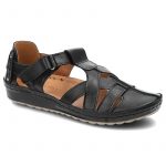 Czarne Sandały Kampa Damskie Skórzane Obuwie