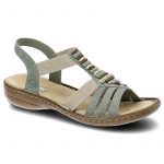 Zielone Sandały Rieker Wygodne Buty Damskie