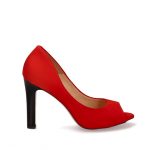 Czółenka czerwone zamszowe peep toe kolor czerwony.