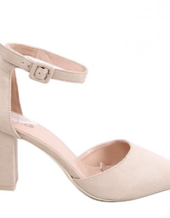 Czółenka na słupku Lauren Beige beżowy kolor Beżowy.