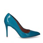 Czółenka niebieske lakierowane kolor niebieski.