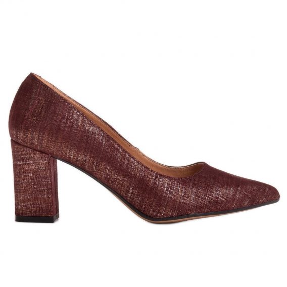 Marco Shoes Bordowe czółenka 1527P z zamszu naturalnego czerwone kolor Czerwone.