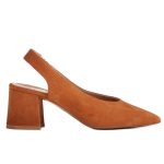 Marco Shoes Brązowe czółenka bez pięty z naturalnego weluru kolor Brązowe.