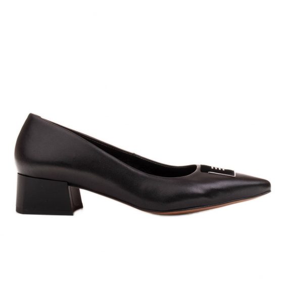 Marco Shoes Czarne czółenka na niskim obcasie