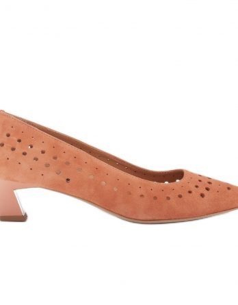 Marco Shoes Czółenka damskie z ciekawą perforacją pomarańczowe kolor Pomarańczowe.