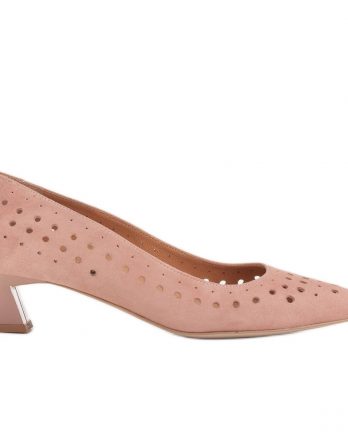 Marco Shoes Czółenka damskie z ciekawą perforacją różowe kolor Różowe.