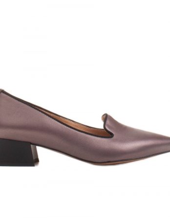 Marco Shoes Czółenka damskie z ciekawą skórą na niskim obcasie brązowe kolor Brązowe.