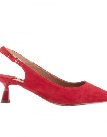 Marco Shoes Czółenka z delikatnego zamszu z paseczkiem czerwone kolor Czerwone.