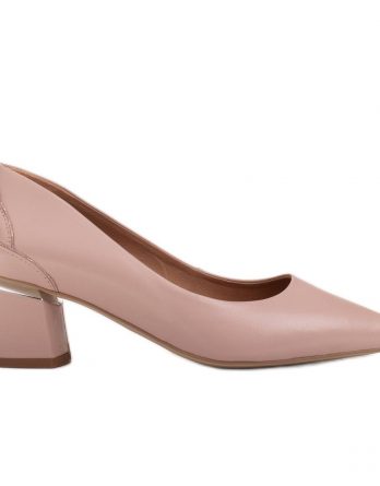 Marco Shoes Czółenka z różowej skóry z kwiatowym wzorem kolor Różowe.