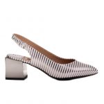 Marco Shoes Eleganckie czółenka damskie w metaliczne paski srebrny kolor Srebrny.